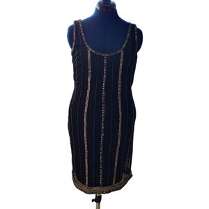 Angie Black Shift Dress with Sequins